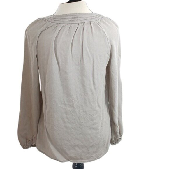 Boden Blouse Womens Size 6 Gray Bib Collar Long Sleeve Classic Lightweight - Picture 5 of 8